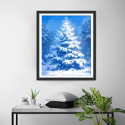 Weihnachtsbaum mit Schnee Diamond Painting