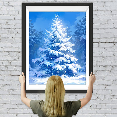 Weihnachtsbaum mit Schnee Diamond Painting