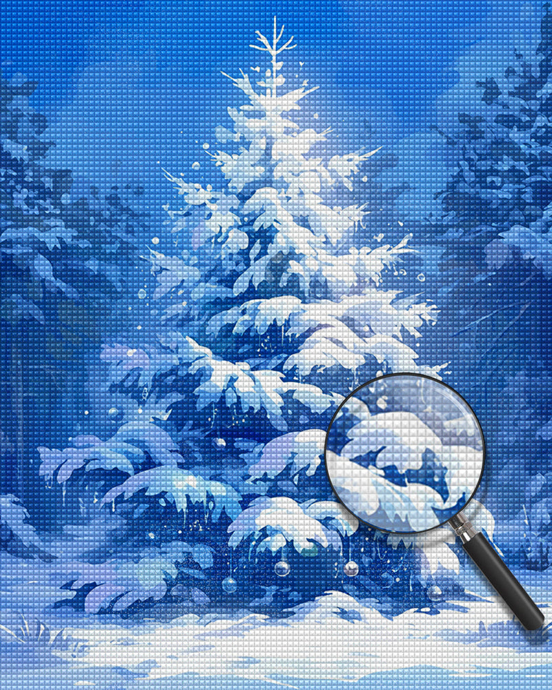 Weihnachtsbaum mit Schnee Diamond Painting