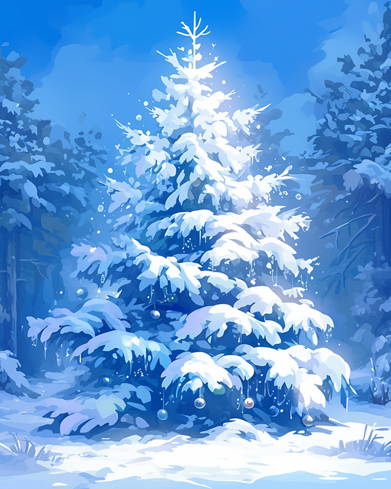 Weihnachtsbaum mit Schnee Diamond Painting