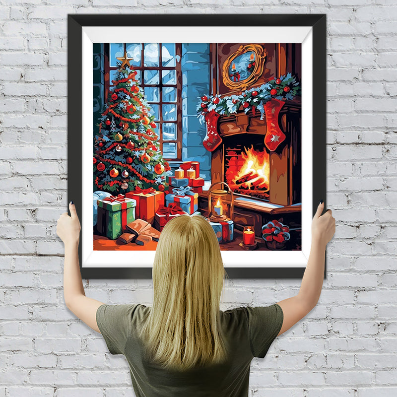 Weihnachtsbaum umringt von Geschenken Diamond Painting