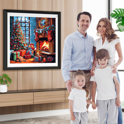 Weihnachtsbaum umringt von Geschenken Diamond Painting