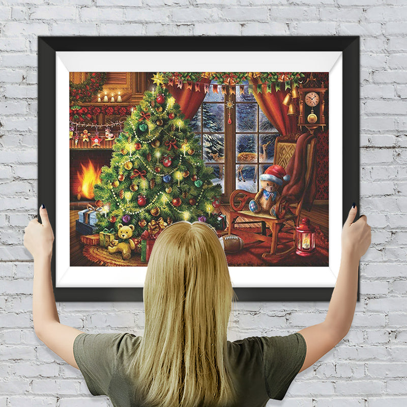 Weihnachtsbaum und Geschenke im Zimmer Diamond Painting