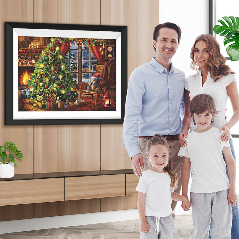 Weihnachtsbaum und Geschenke im Zimmer Diamond Painting