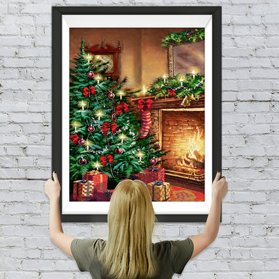 Weihnachtsbaum und Kamin Diamond Painting