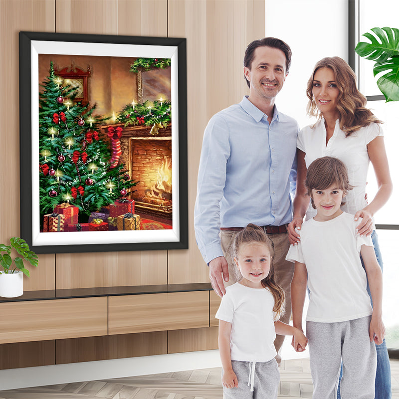 Weihnachtsbaum und Kamin Diamond Painting