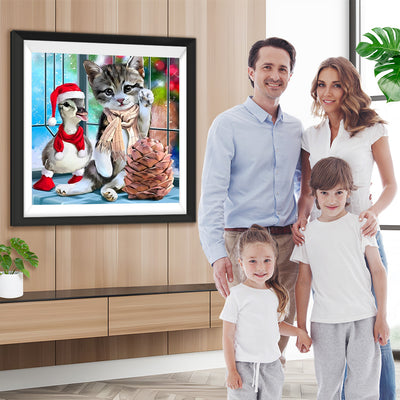 Weihnachtsente und Katze Diamond Painting