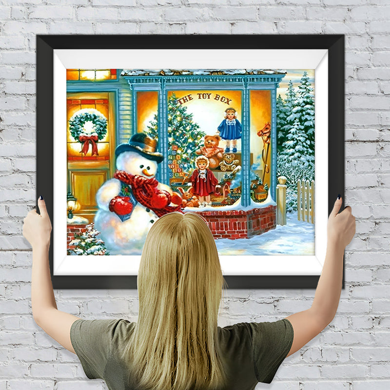 Weihnachtsgeschenke und Schneemann Diamond Painting