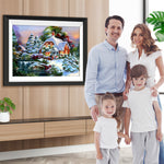 Weihnachtshütte im Wald Diamond Painting