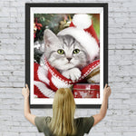 Weihnachtskätzchen mit Hut Diamond Painting