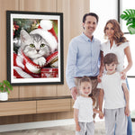 Weihnachtskätzchen mit Hut Diamond Painting