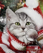 Weihnachtskätzchen mit Hut Diamond Painting