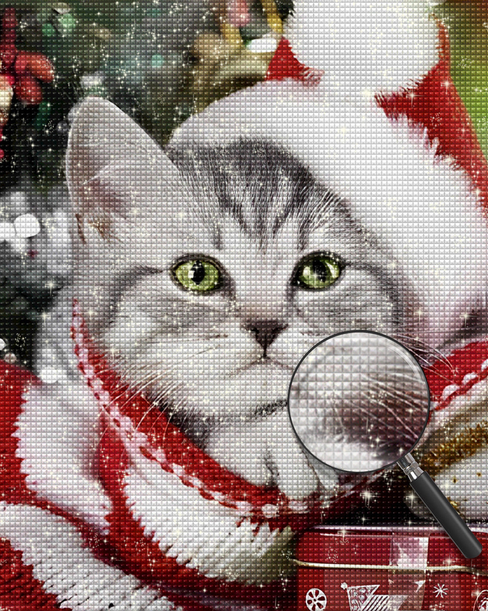 Weihnachtskätzchen mit Hut Diamond Painting