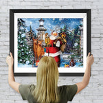 Weihnachtsmann, Geschenke und Rentier Diamond Painting