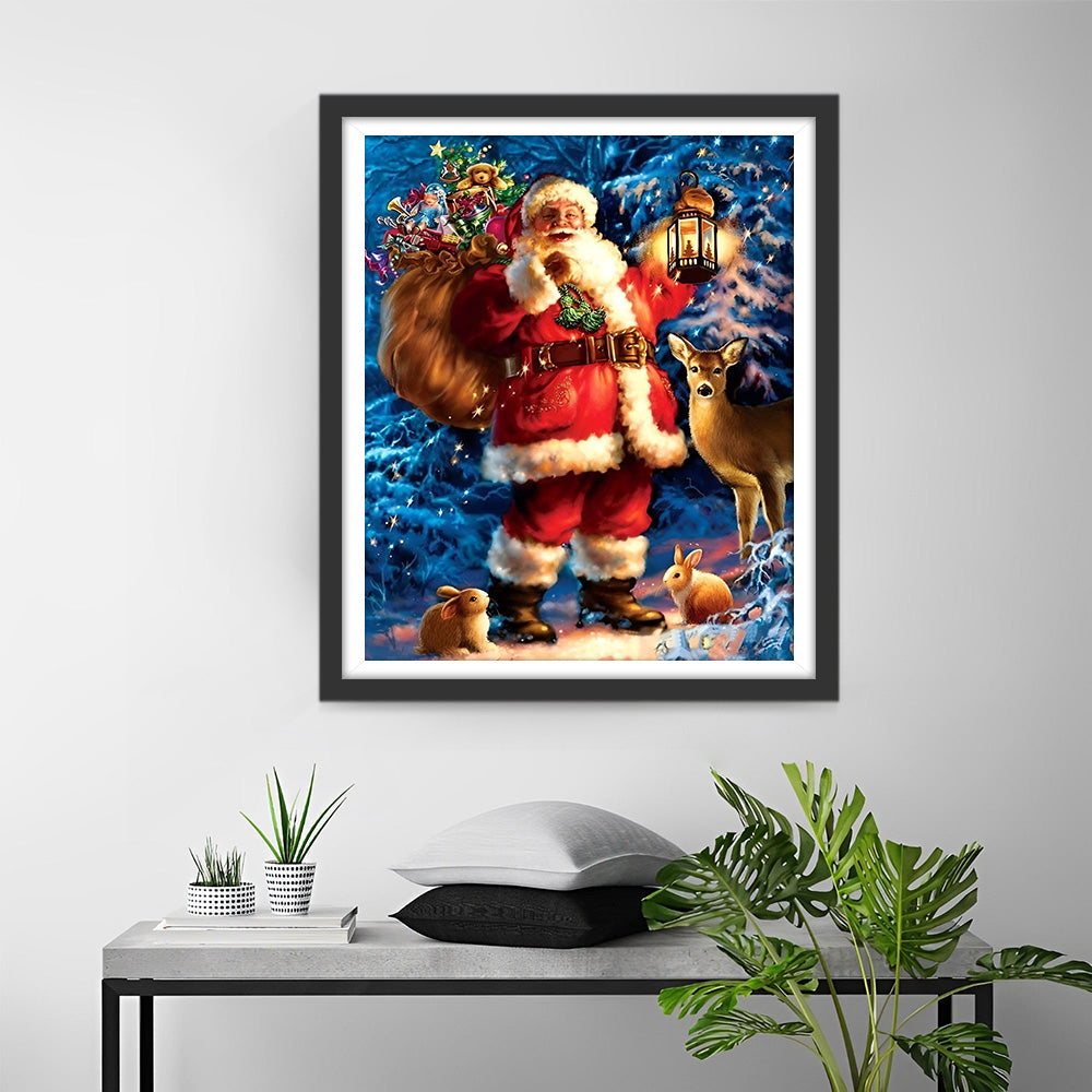 Weihnachtsmann, Hase und Elch Diamond Painting