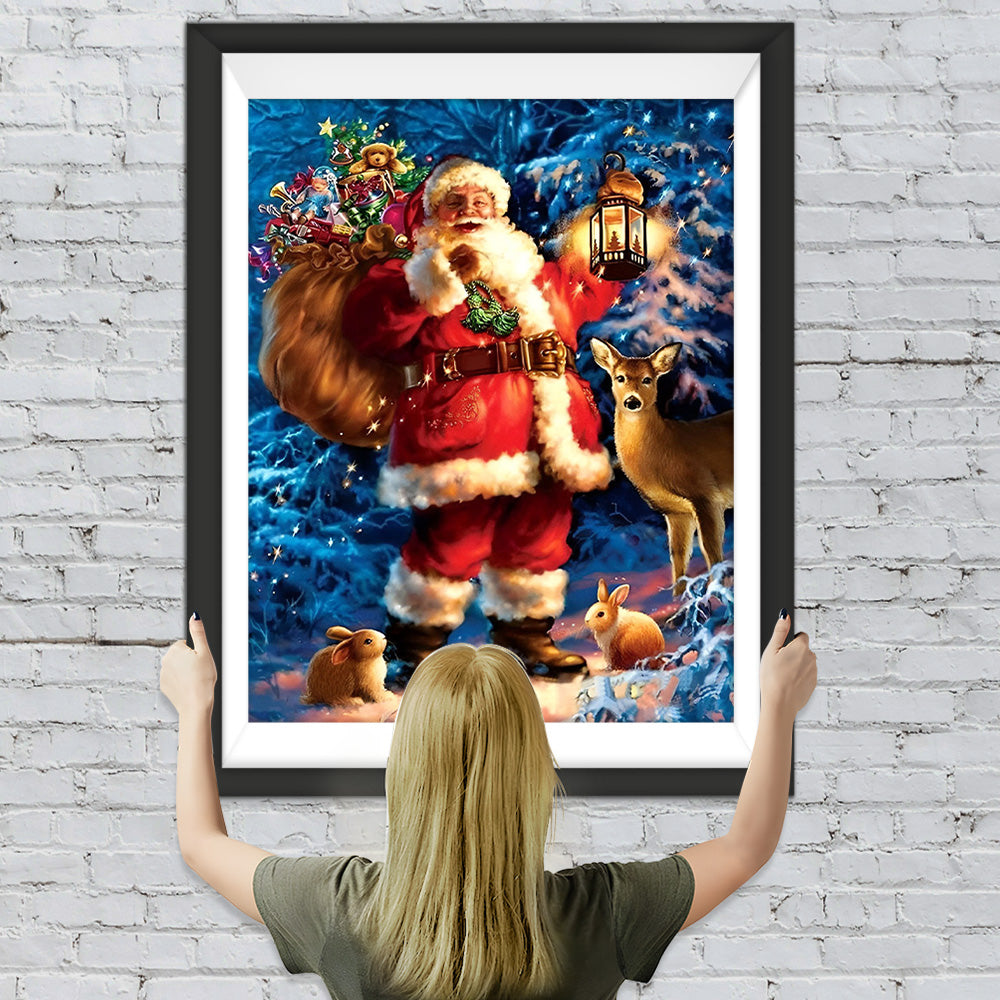 Weihnachtsmann, Hase und Elch Diamond Painting