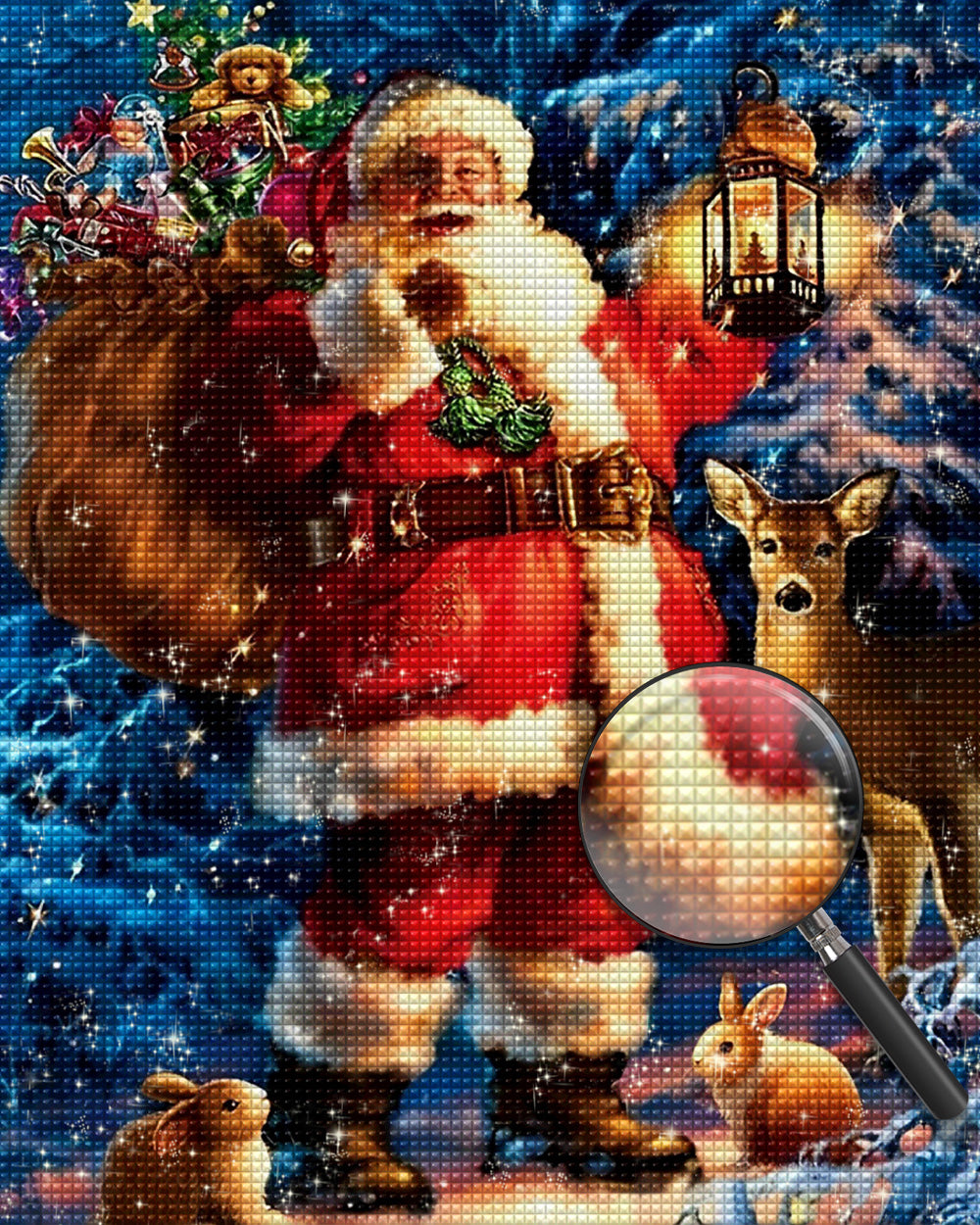 Weihnachtsmann, Hase und Elch Diamond Painting
