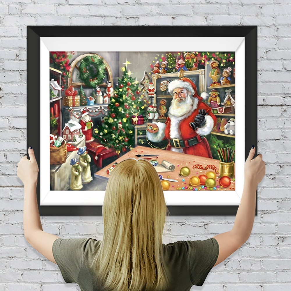 Weihnachtsmann im Raum voller Geschenke Diamond Painting