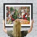 Weihnachtsmann im Raum voller Geschenke Diamond Painting