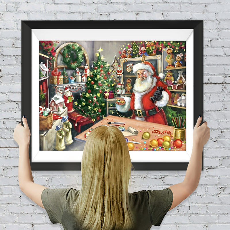 Weihnachtsmann im Raum voller Geschenke Diamond Painting