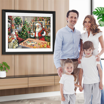 Weihnachtsmann im Raum voller Geschenke Diamond Painting