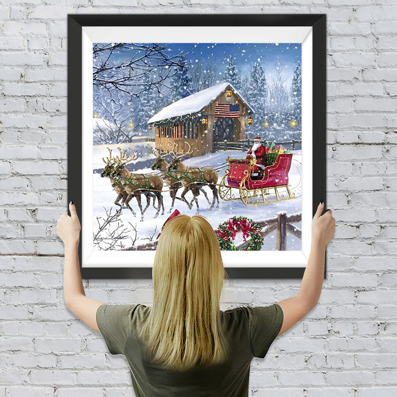 Weihnachtsmann im Schnee Diamond Painting