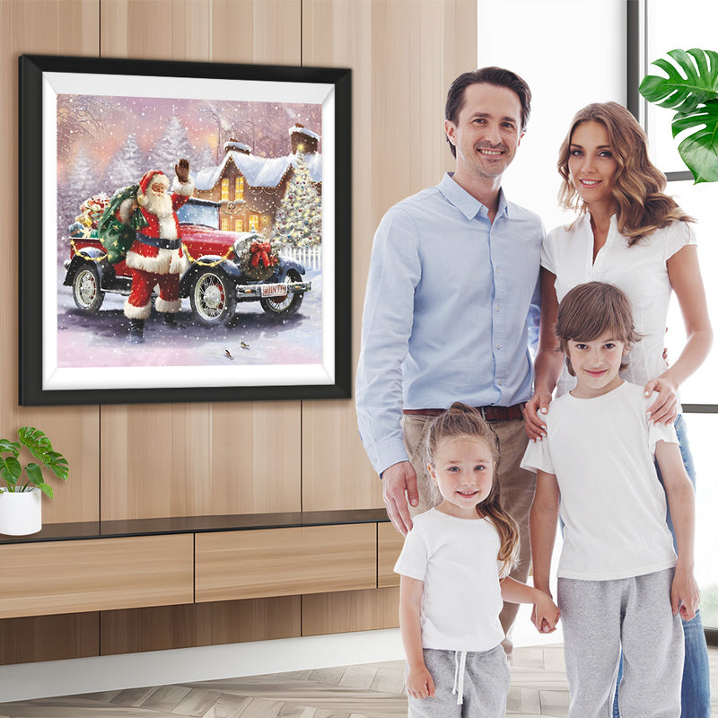 Weihnachtsmann mit dem Auto voller Geschenke Diamond Painting