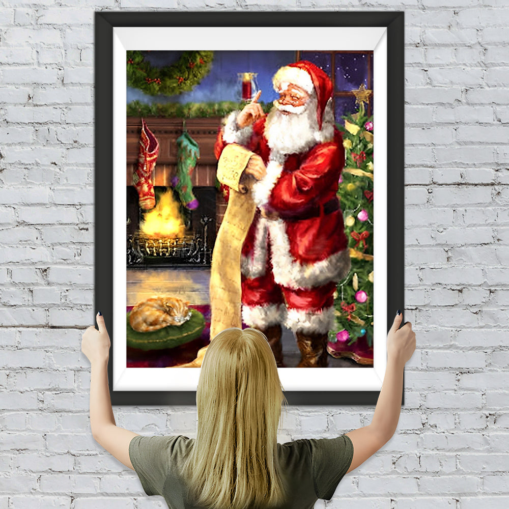 Weihnachtsmann mit der Wunschliste Diamond Painting