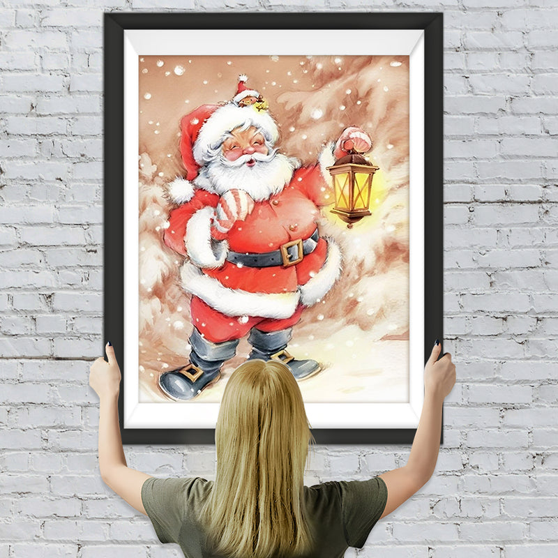 Weihnachtsmann mit einer Lampe Diamond Painting