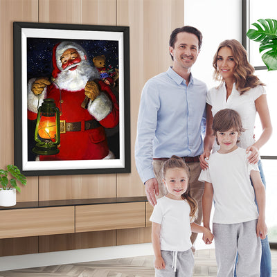 Weihnachtsmann mit einer Lampe in der Nacht Diamond Painting