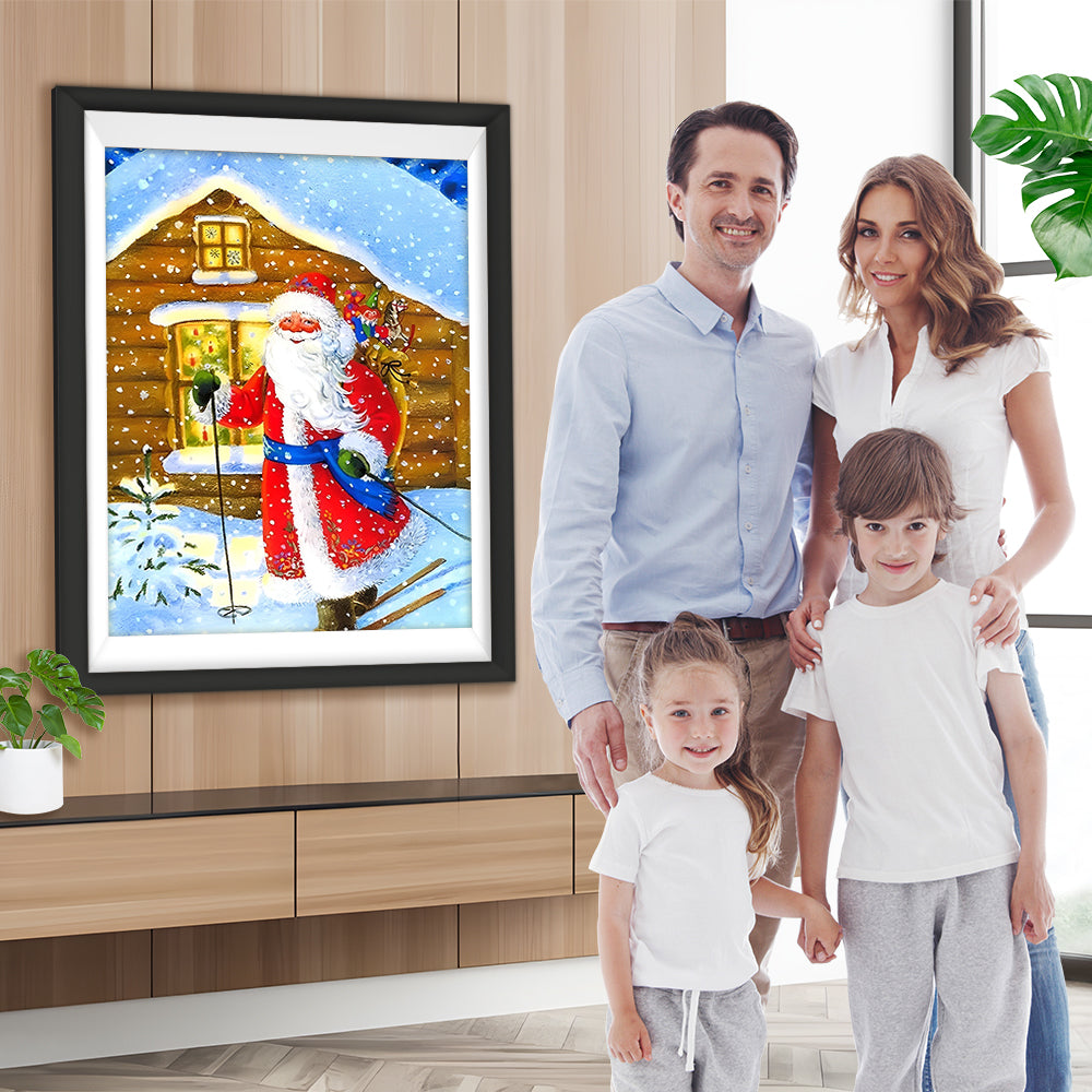 Weihnachtsmann mit Geschenken im Schnee Diamond Painting