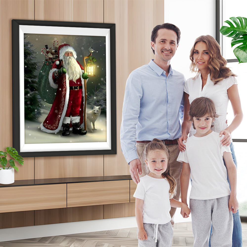 Weihnachtsmann mit Geschenken und Fuchs Diamond Painting