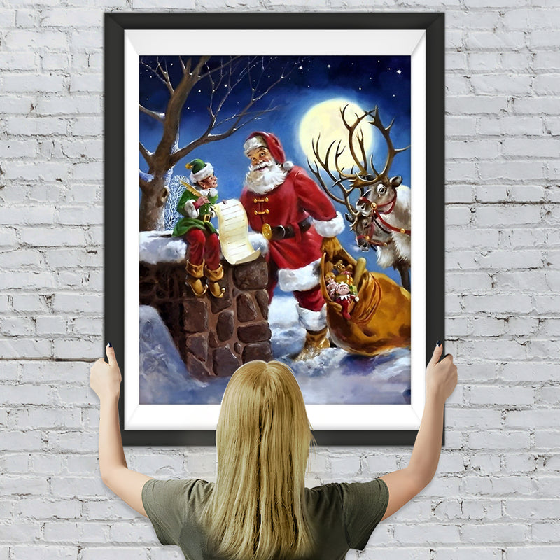 Weihnachtsmann mit Geschenkliste Diamond Painting