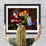 Weihnachtsmann mit Kindern im Haus Diamond Painting