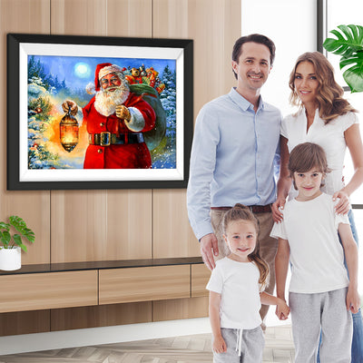 Weihnachtsmann mit Laterne und Geschenken Diamond Painting