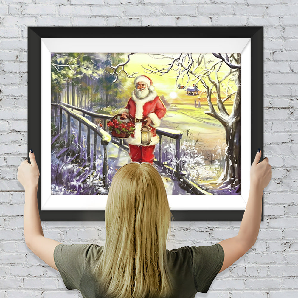 Weihnachtsmann mit Obst auf der Brücke Diamond Painting