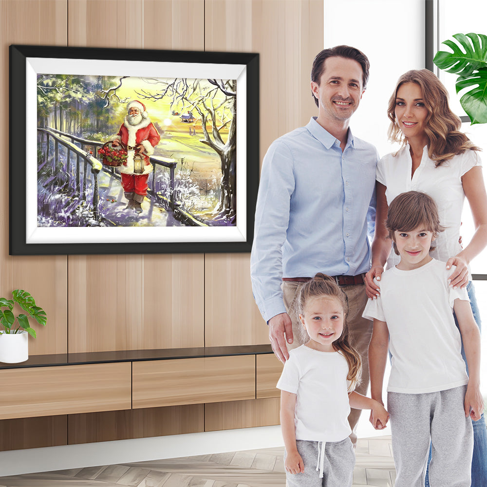 Weihnachtsmann mit Obst auf der Brücke Diamond Painting