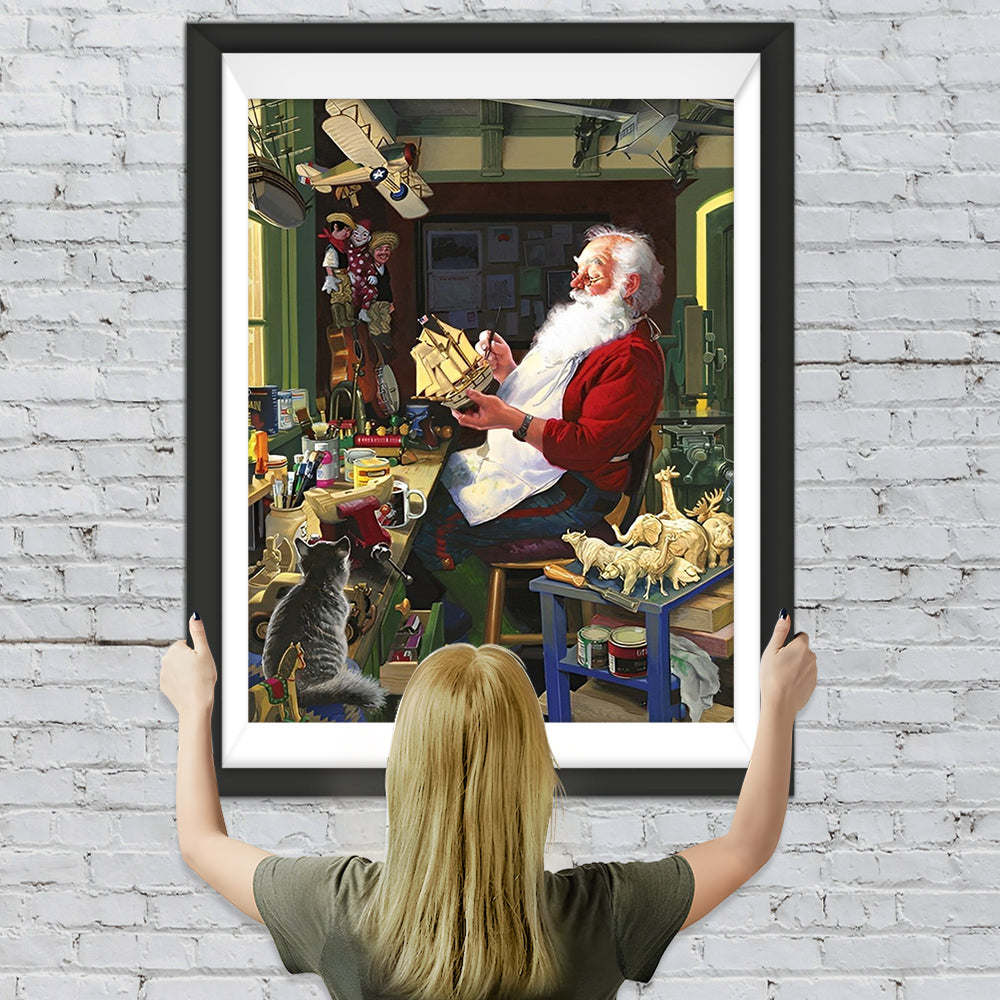 Weihnachtsmann mit Segelschiffgeschenk Diamond Painting