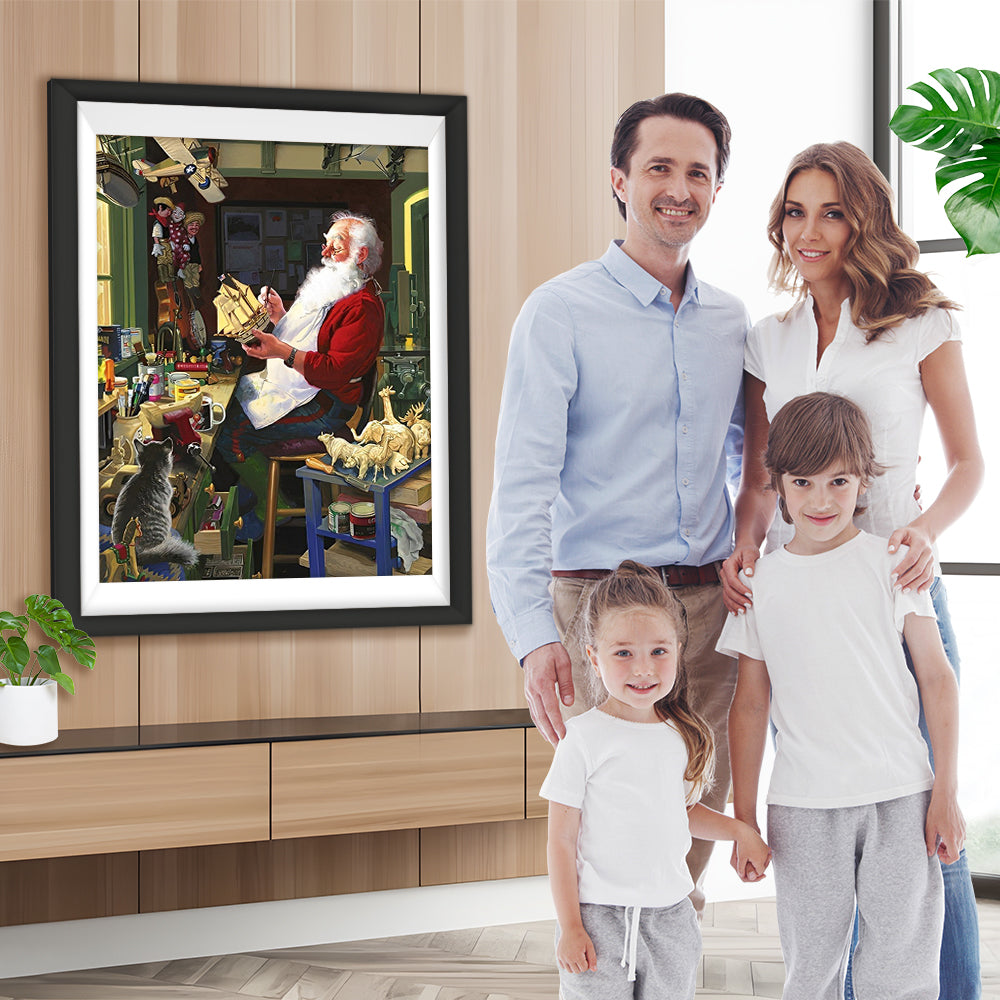 Weihnachtsmann mit Segelschiffgeschenk Diamond Painting