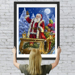 Weihnachtsmann mit Wagen voller Geschenken Diamond Painting