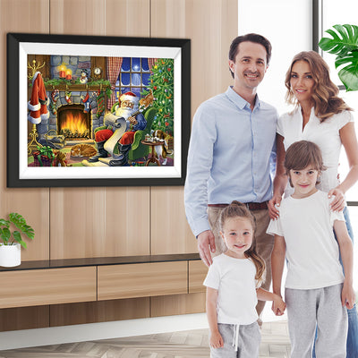 Weihnachtsmann neben dem Kamin Diamond Painting