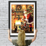 Weihnachtsmann neben dem Kamin Diamond Painting