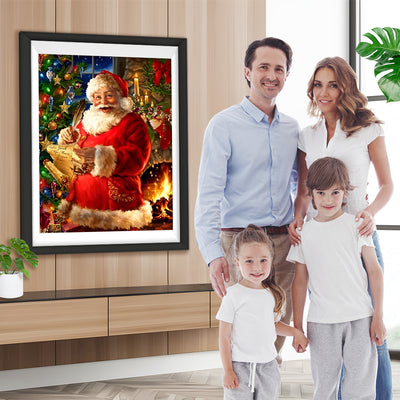 Weihnachtsmann neben dem Weihnachtsbaum Diamond Painting