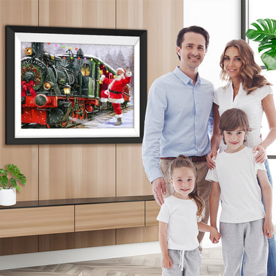 Weihnachtsmann neben dem Zug Diamond Painting