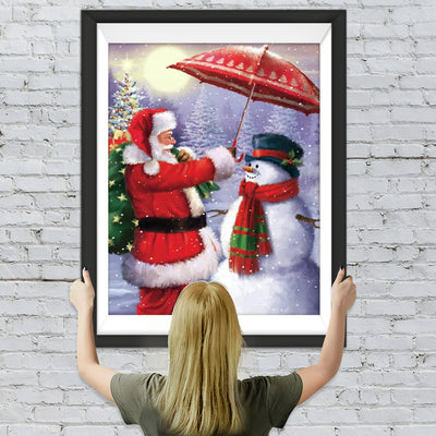 Weihnachtsmann Regenschirm Schneemann Diamond Painting