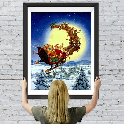 Weihnachtsmann Schlitten Mond Diamond Painting