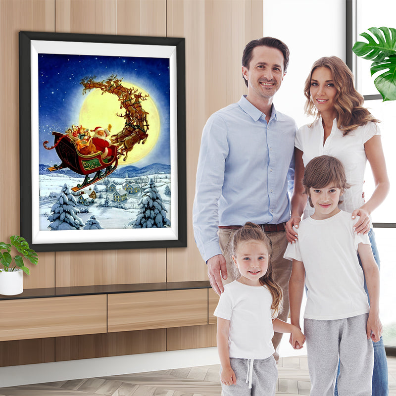 Weihnachtsmann Schlitten Mond Diamond Painting