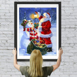 Weihnachtsmann, Schneemann und Weihnachtsgeschenke Diamond Painting