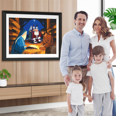 Weihnachtsmann und christliche Familie Diamond Painting