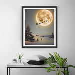 Weihnachtsmann und Elch auf dem Weg zum Mond Diamond Painting